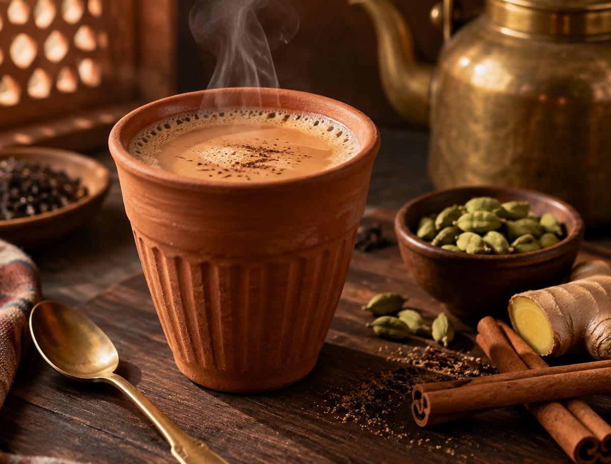 Signature kulhad chai with Indian spices